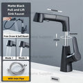 Bathroom Pull Out & Lift Basin Faucet Hot & Cold Water 360° Rotatable Lift Up and Down Single Handel Single Hole Water Mixer Tap