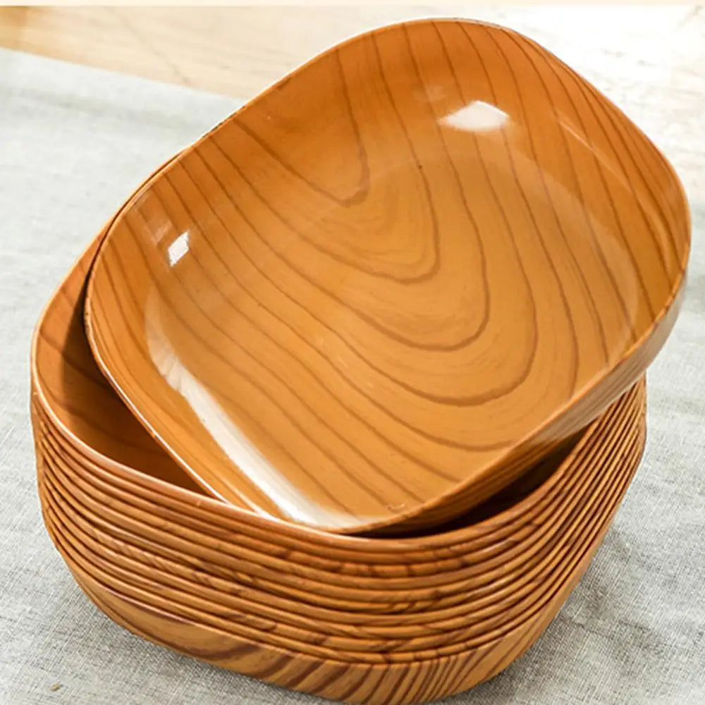 1/10/20Pcs Dish Kitchen Wood Grain Plastic Square Plate Dried Fruit Fruit Cake Snack Plates Snack Tableware Bowl Dish Dinnerware