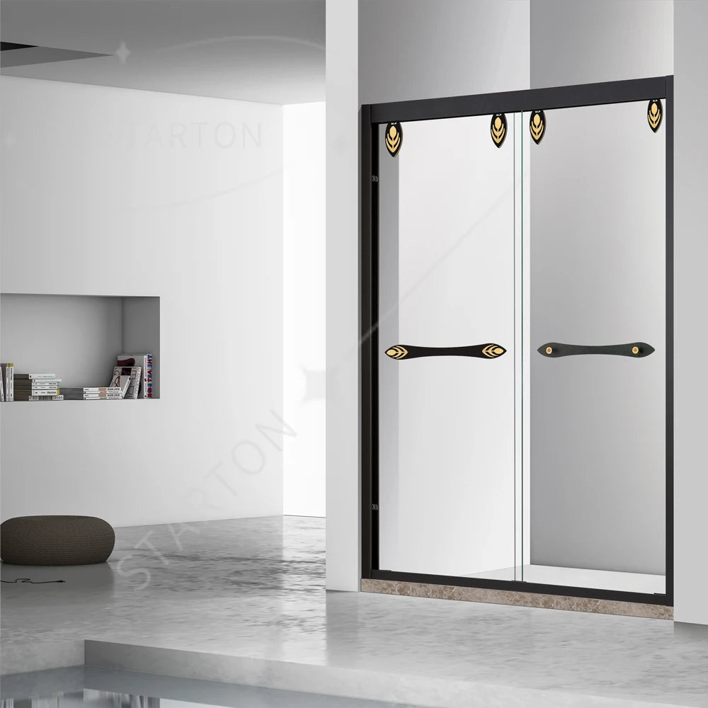Modern Luxury Bathroom Shower Door Black Frame Tempered Glass Shower Partition Sliding Shower Door