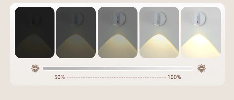 LED Light Magnetic Rechargeable Wall light Spotlight Wireless No Punch Reading Light With Touch Switch Dimmable Bedside Lamp