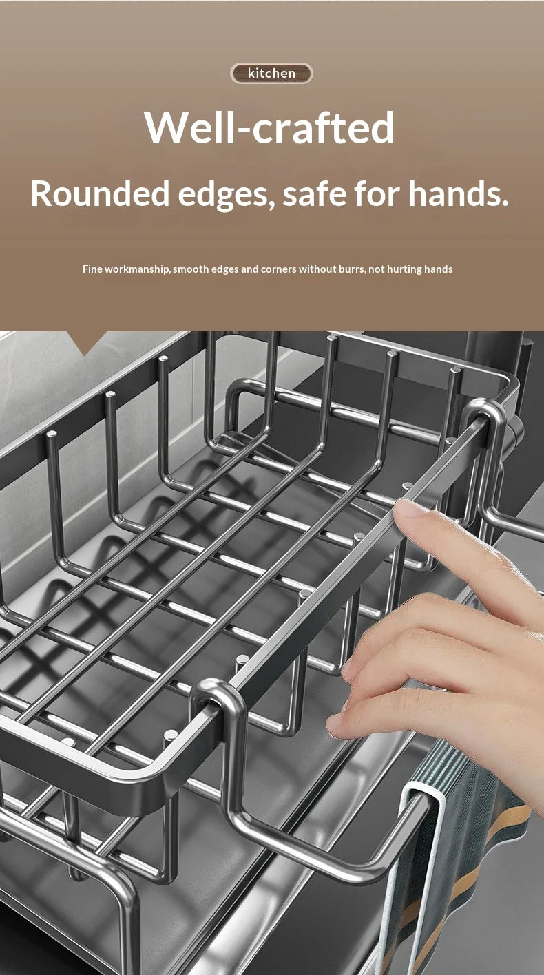 Kitchen Storage Rack and Cloth Holder, Household Sink Draining Basket, Multifunctional Countertop Sponge and Dish Soap Organizer