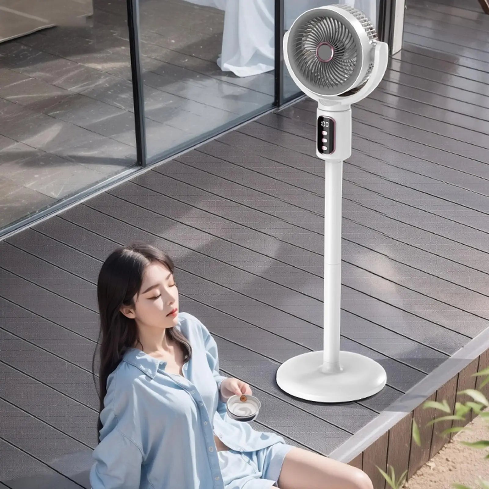 Air Circulation Fan Rechargeable Oscillating Fan Five Gear Adjustment Stand Fan Adjustable Height Household Air Circulation Fan