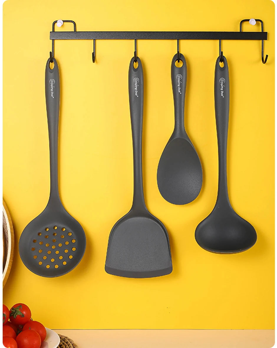 Thickened gray silicone kitchen utensils, kitchen spatula, soup spoon, kitchen multifunctional cooking silicone spatula
