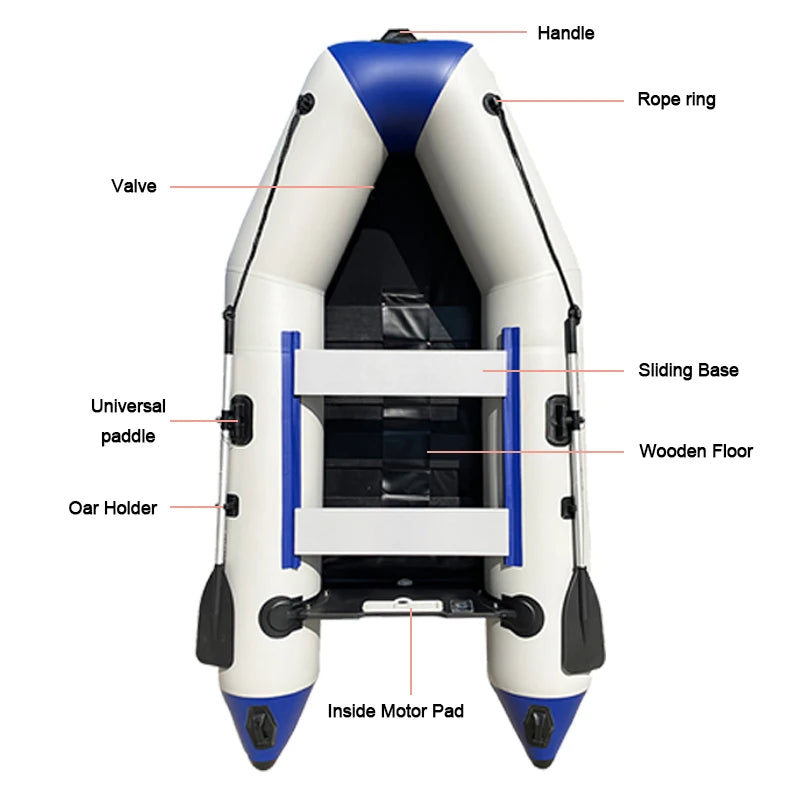 9ft 2.8m Inflatable Boat Thickened Fishing Boat Hard Bottom Assault Kayak Rowing Canoe Sailboat Dinghy Water Sports