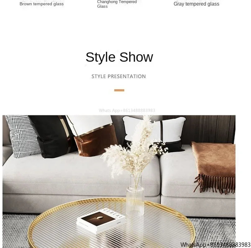 Small Apartment Living Room Round Household Minimalist Mini  Table Modern Light Luxury