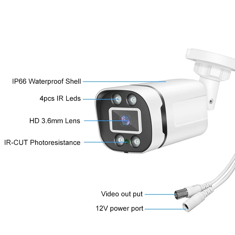 Smar New Super HD 2MP/5MP AHD Camera Waterproof 6* Nano IR LEDS Security Camera  AHDH System Video Surveillance With Bracket