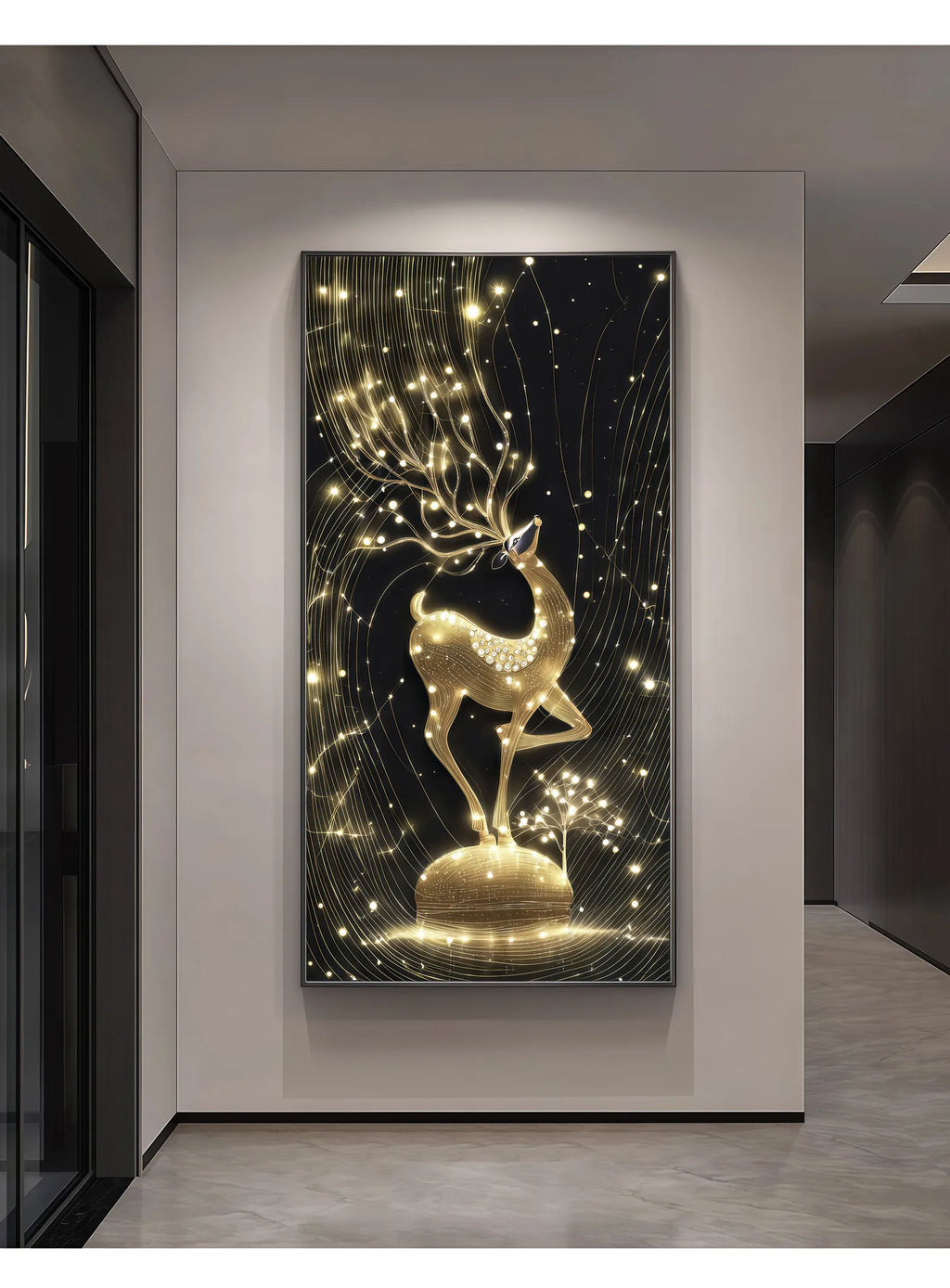 Light Luxury Deer Deer Wealth Making Entrance Led Decoration Painting Home Decoration Corridor Living Room Wall Painting Lights
