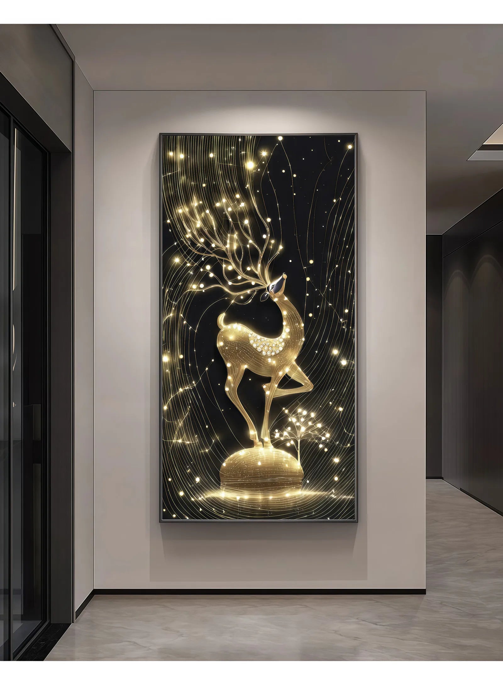 Light Luxury Deer Deer Wealth Making Entrance Led Decoration Painting Home Decoration Corridor Living Room Wall Painting Lights