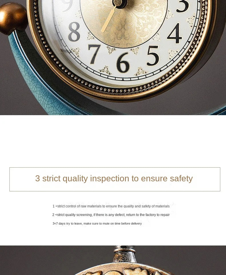 Luxury Mechanical Table Clock Silent Watch Desk Clock Living Room Desktop Retro Moon Table Decoration & Accessories Gift