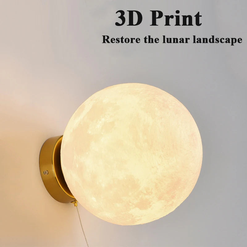 New Design Home Decoration Wall Lamp PLA Material 3D Print Lampshade Sconce Light Astronaut Climbing Moon Style Children Lustres