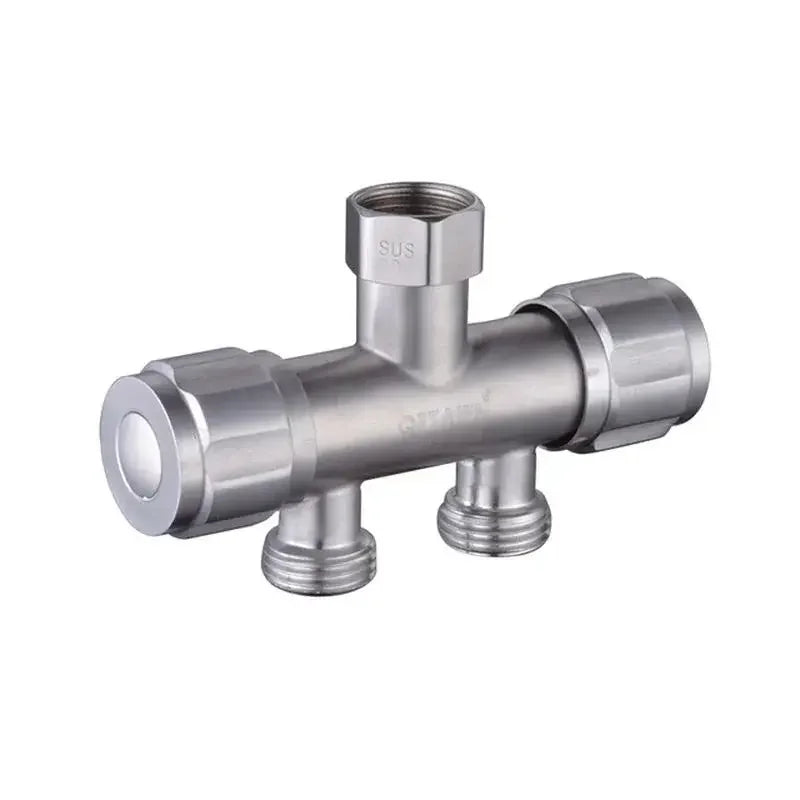 Stainless Steel Dual Head Water Outlet Dual Valve Faucet Washing Machine Faucet Splitter One In Two Out Dual Water Outlet Faucet