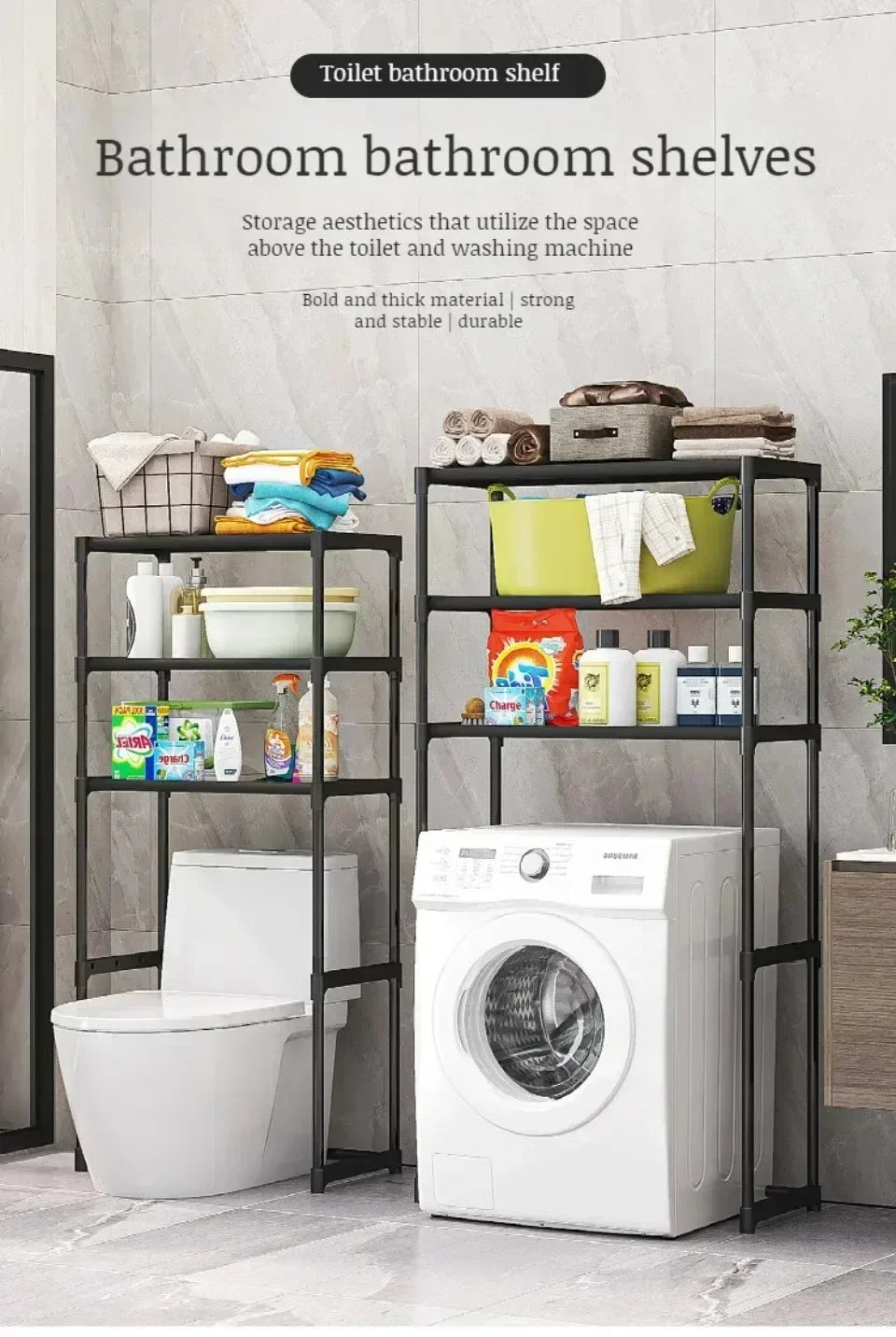 Washing Machine Shelf Multilayer Perforation-Free Shelf Space-saving Above The Toilet Toilet Storage Racks Floor Standing Holder
