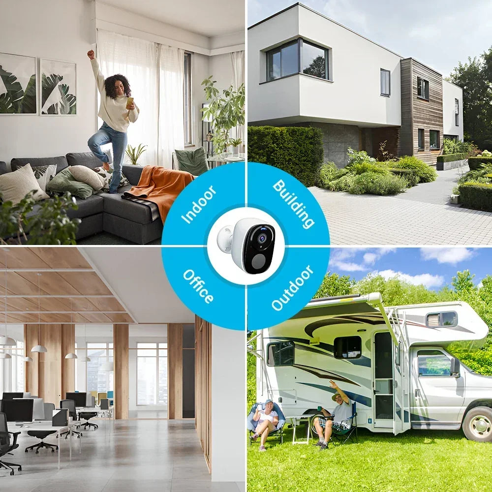 2K 5MP Solar Security Camera Wireless Outdoor Color Night Vision Battery Powered Support 2.4G WiFi, PIR, Waterproof, 2-Way Alexa
