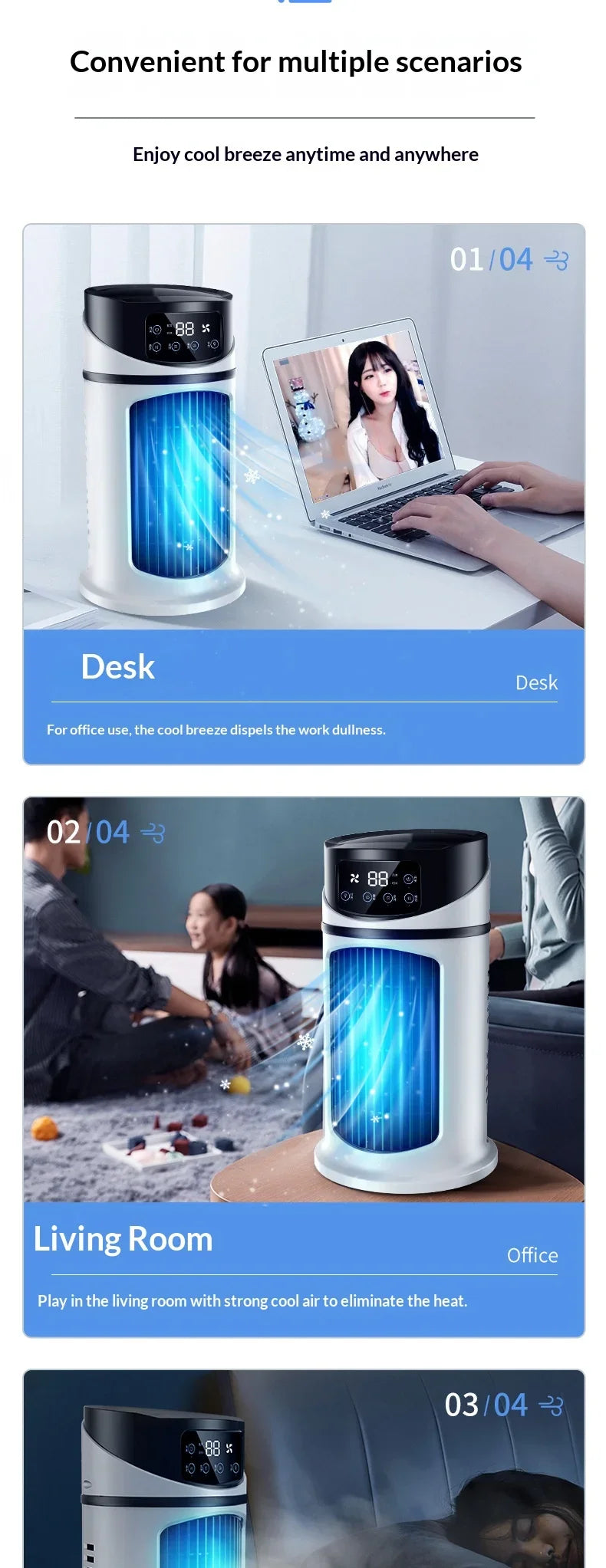 New Portable Mini Air Conditioner Air Cooler Fan Water Cooling Fan Air Conditioning Air Cooler For Office Mobile Air Conditioner