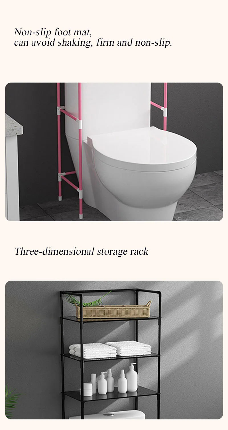 Over The Toilet Storage Rack Multilayer Floor-mounted Bathroom Shelf Large Capacity Toilet Storage Cabinet Space Saver Organizer