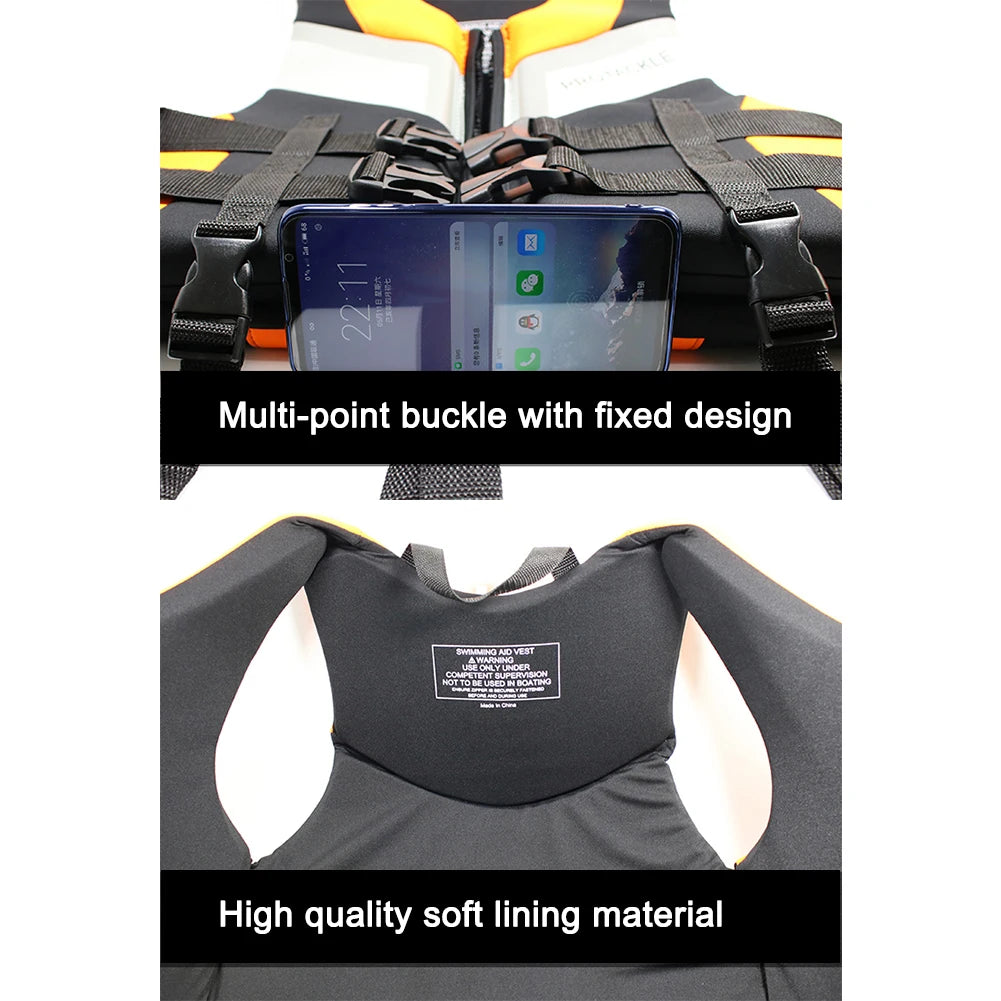 Professional Water Sports Life Jacket For Adults And Children Adjustable Buckle Vest For Swimming Snorkeling Safety Aid 240D