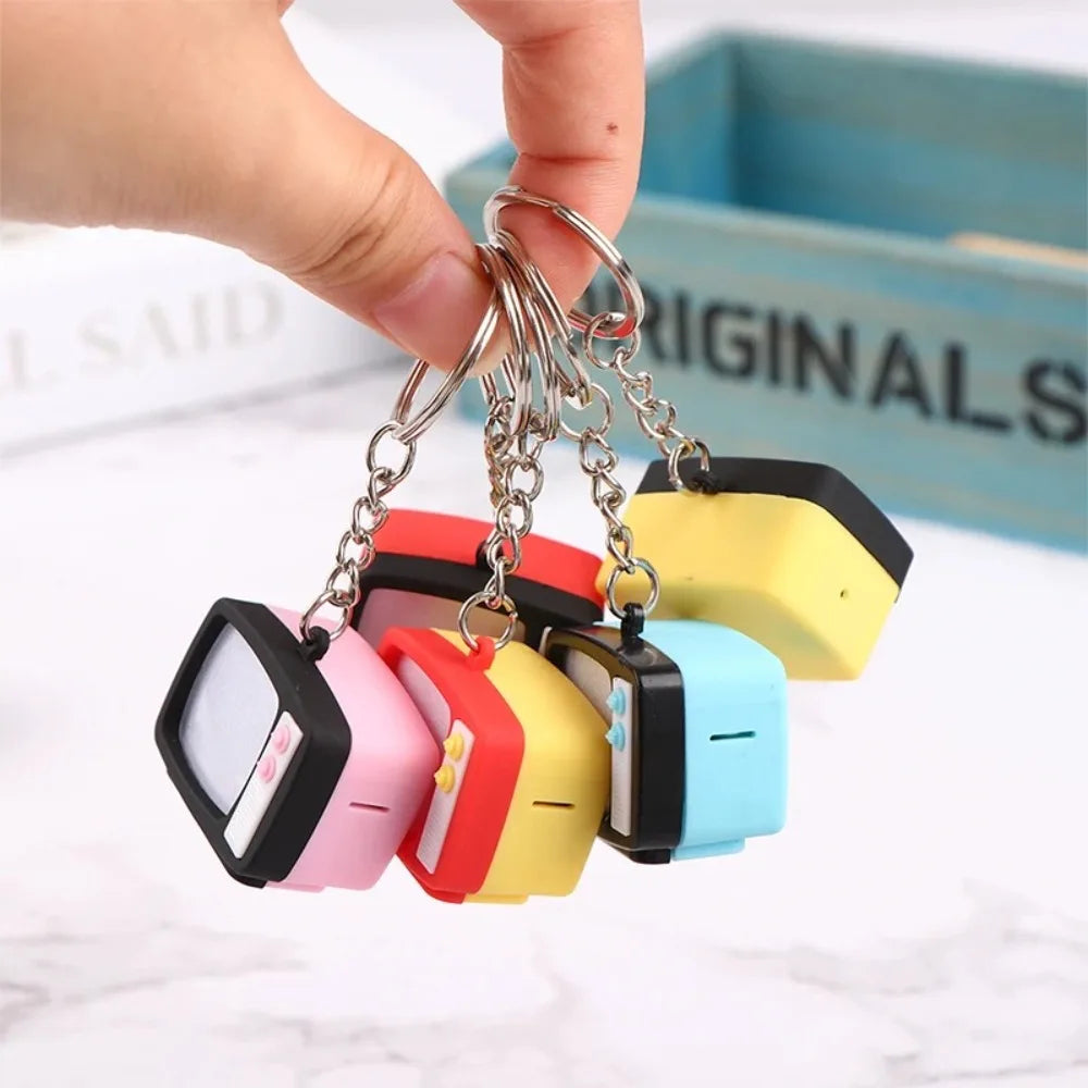 Creative Retro Television Keychain Miniature Television Tv Keychain Pendant Creative Children  Model  Led Keychain Home