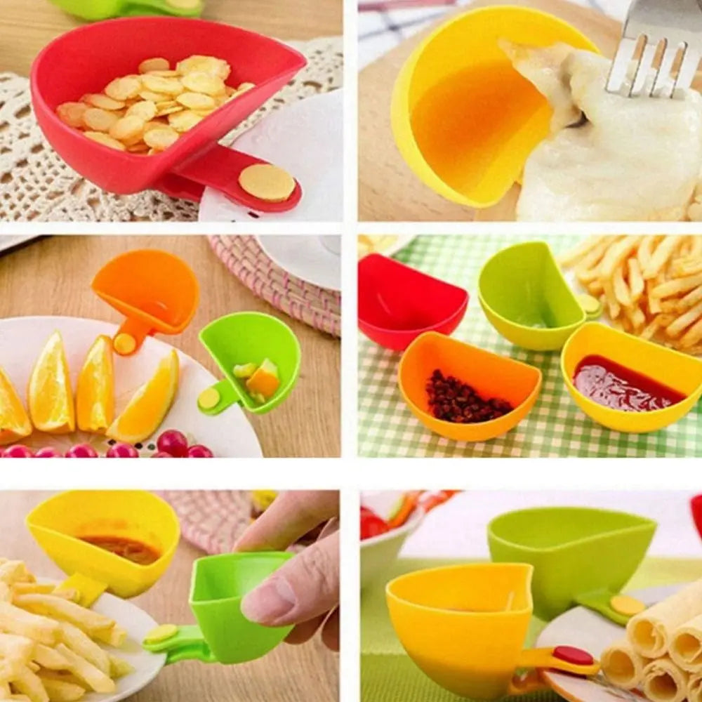 Colorful Dip Clip Bowls Clip-On Plastic Spices Dip Container Bowl Kitchen Gadgets Multi-Purpose Dipping Sauce Cups Kitchen
