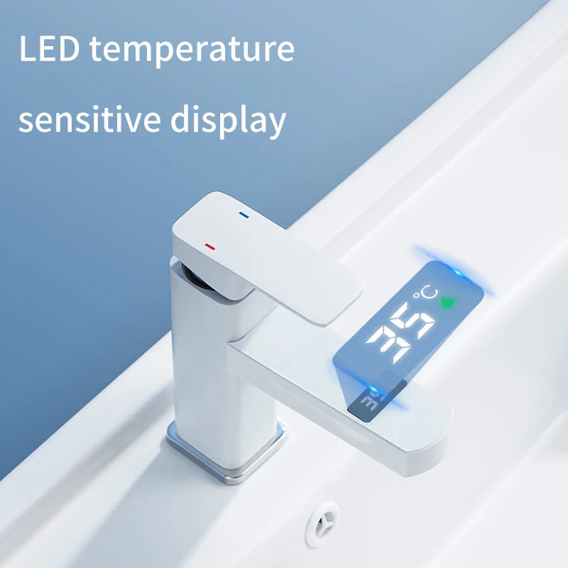 Touch LED Digital Faucet Temperature Display Basin Faucet Hot Cold Mixer Tap Ceramic Valve Core Kitchen Bathroom Accessories