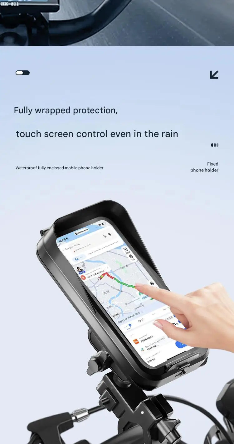 Three Proof Car Phone Holder Waterproof Dustproof Anti-Fall for Motorcycles Electric Bikes Bicycles - Secure Mounting