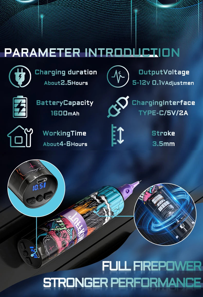 New polymer plastic shell power pen tattoo machine motor machine personalized pattern hot selling tattoo pen wholesale