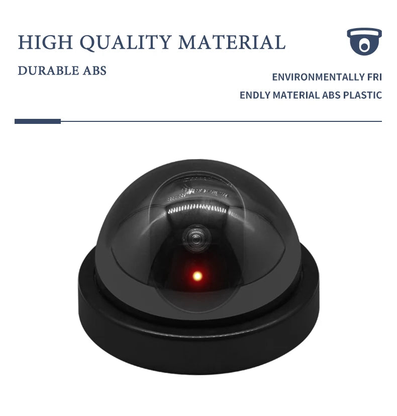 Creative Black Plastic Dome CCTV Dummy Camera Flashing Led Fake Camera Power Via AA Battery Surveillance Security System