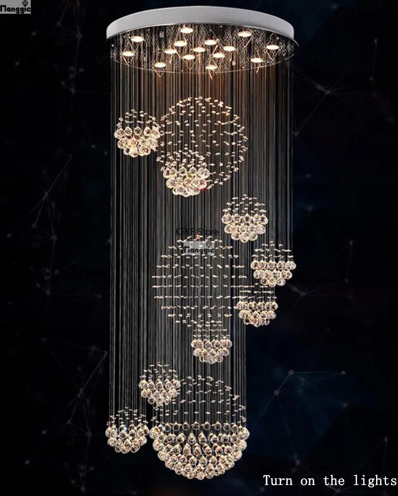 New Modern Crystal Led Chandelier Item Large Villa Salon Ceiling Lights Hotel Kitchen Staircase Living Room Decor Pendant Lamp