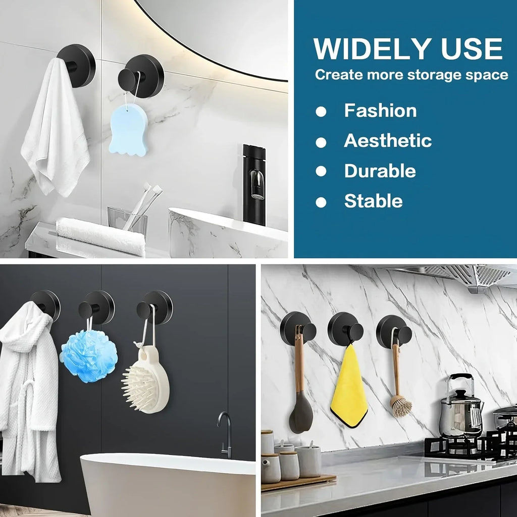 New Suction Cup Hooks Stainless Steel Waterproof Bathroom Shower Wall Mount Punch-free Reusable Strong Adsorption Hook Holders