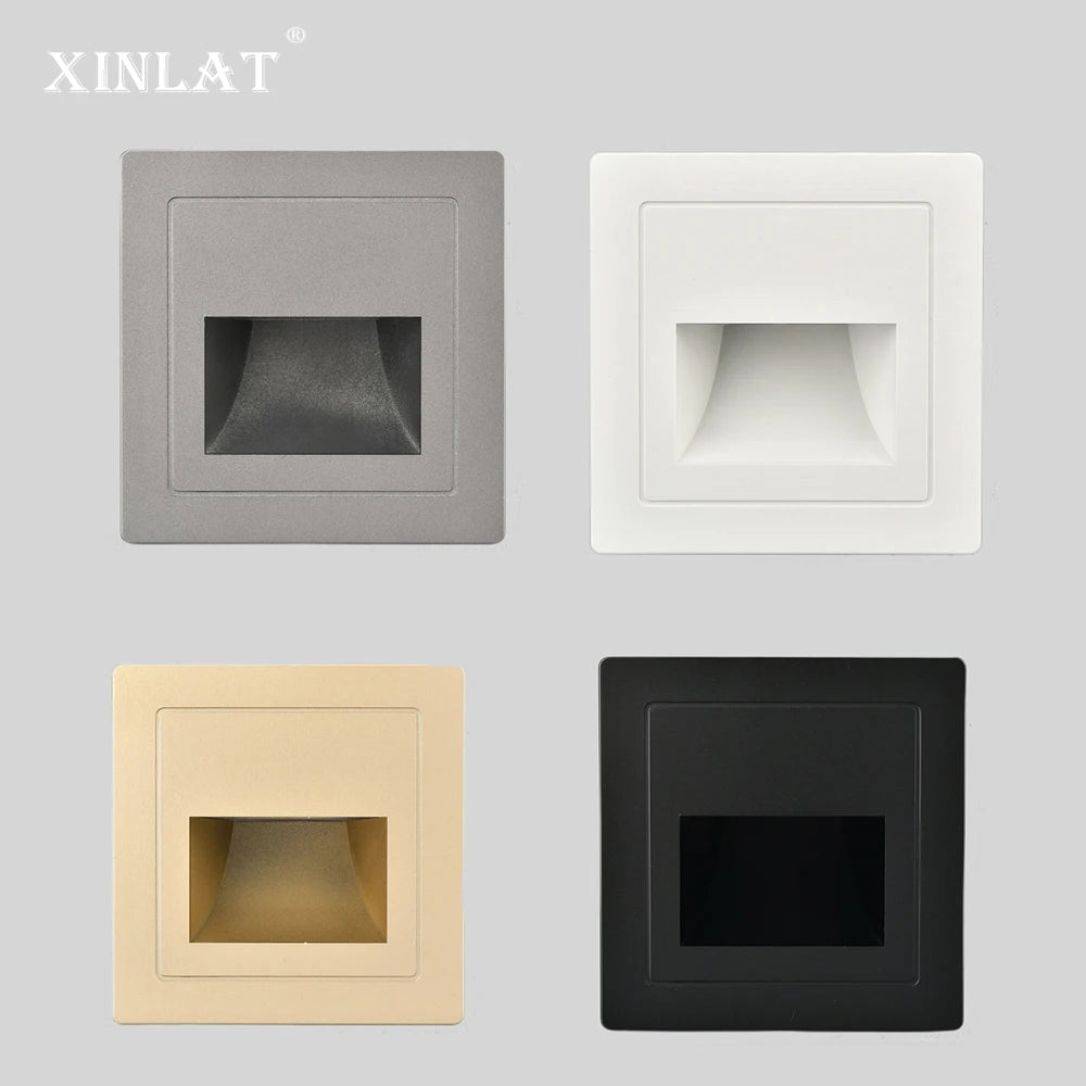 Recessed Wall Lamp Led Stair Lights Non-Sensor Corridor Nightlights for Cabinet Closet  Kitchen Luminaires Black White 22v 110v