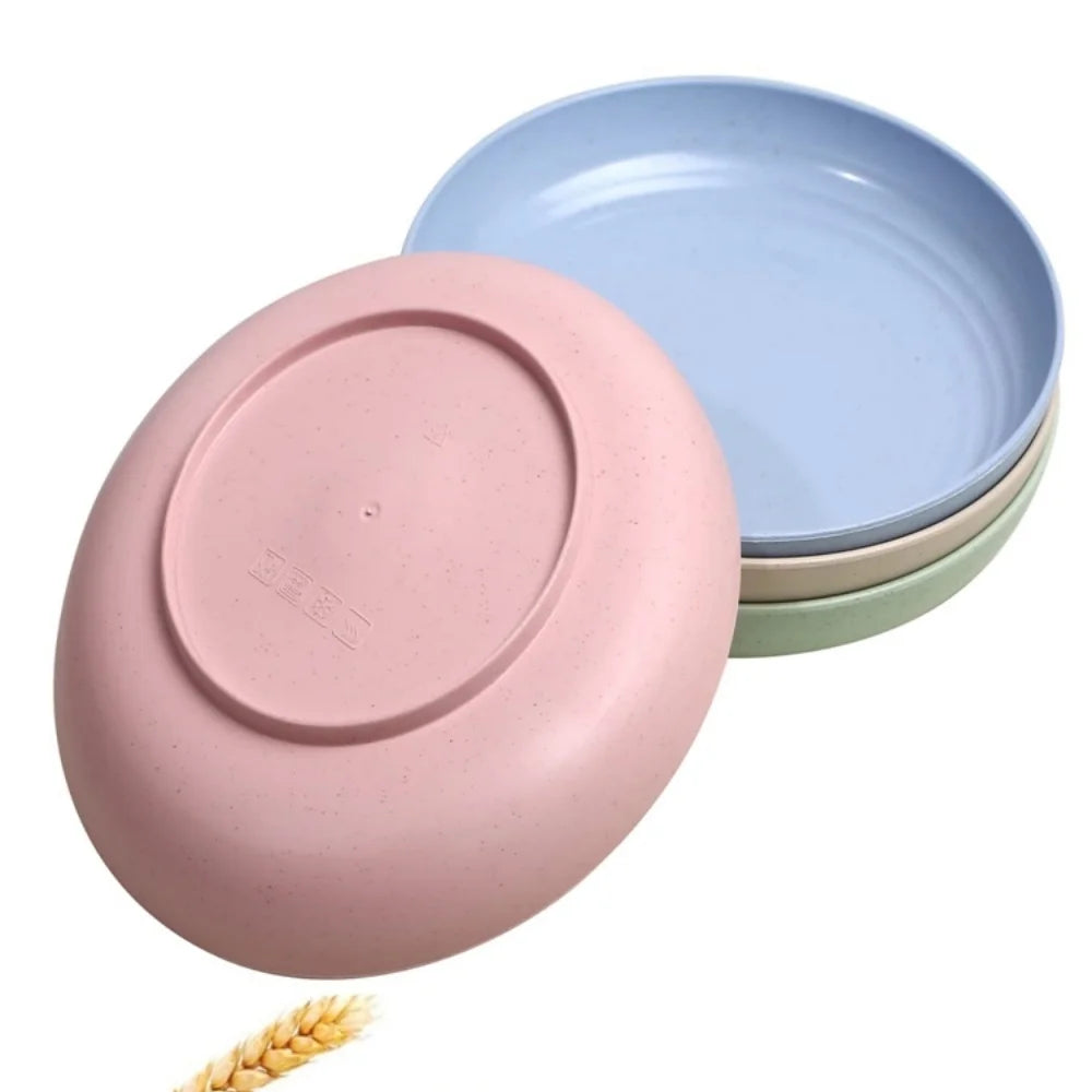 4pack Dinner Dishes Plates Wheat Straw Plate Lightweight Unbreakable Reusable Dishwasher & Microwave Safe for Kitchen Camping
