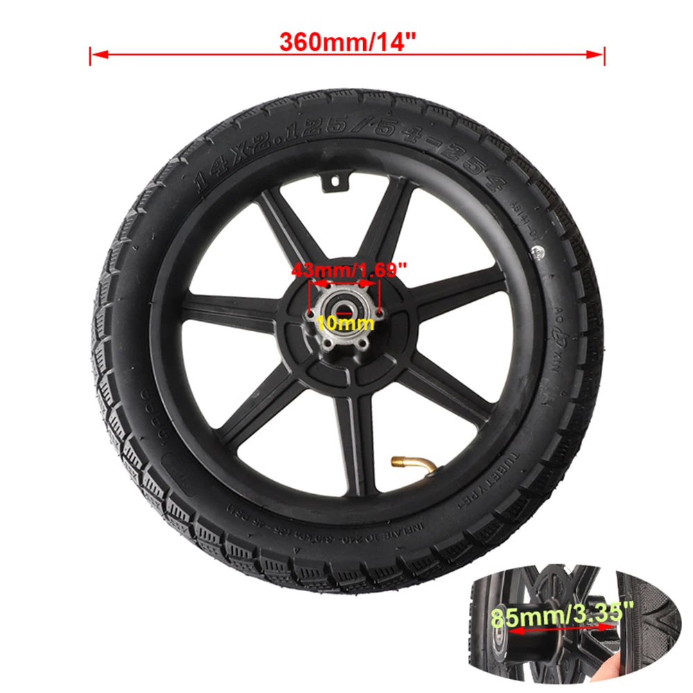 Electric Scooter 14 inch Front Wheel 14x2.125/54-254 Tire Inner Tube with Brake Disc For E-bike Folding Bicycles Tricycle Bike