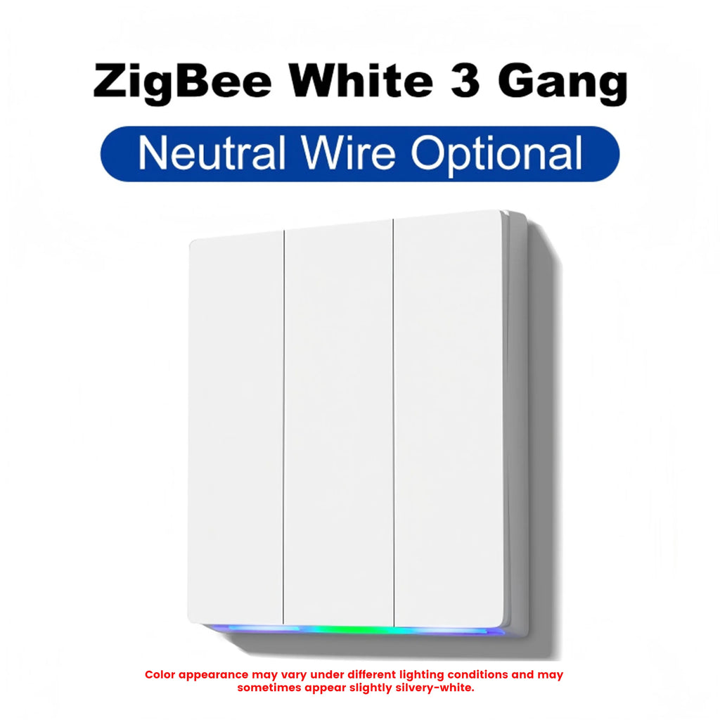 GIRIER ZigBee Wall Switch Tuya Smart Button Light Switches 1/2/3/4 Gang Support Neutral or without Neutral Wire Works with Alexa