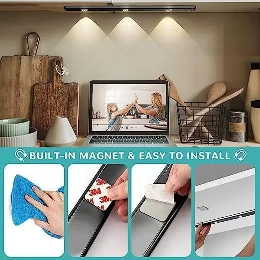 LED Ultra Thin Under Cabinet Lights Motion Sensor Wireless Night Light,3 Color Dimmable Light For Kitchen Bedroom Wardrobe
