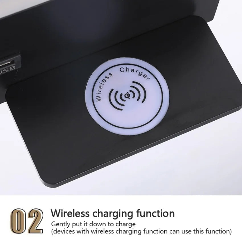 Modern LED Wall Lamp with Wireless Charger Simple Creative USB Interface Night Light Suitable for Living Room Bedroom Study