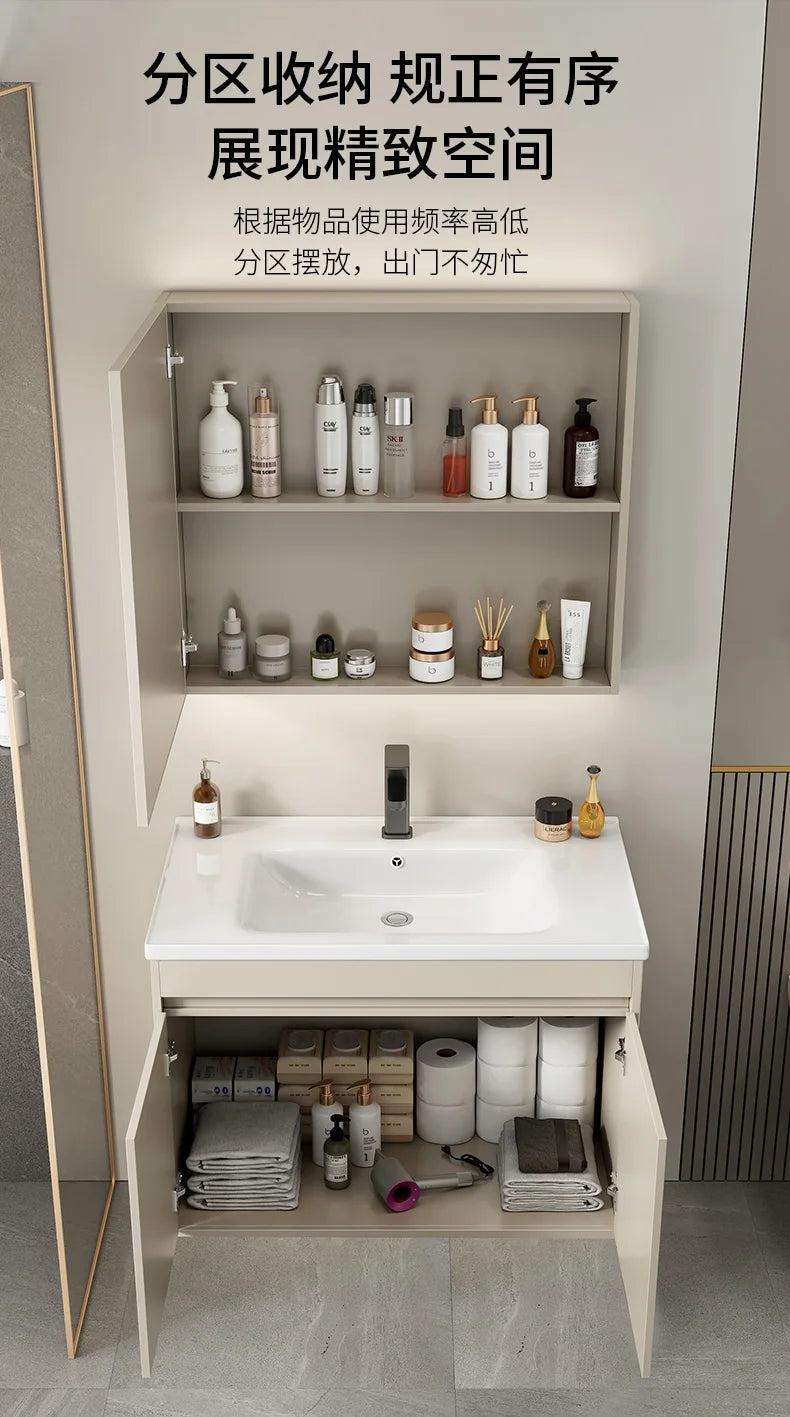 Wall Basin Bathroom Cabinet Set Sink Mirrors Shelves Bathroom Cabinets Storage Organizer Mobile Bagno House Accessories
