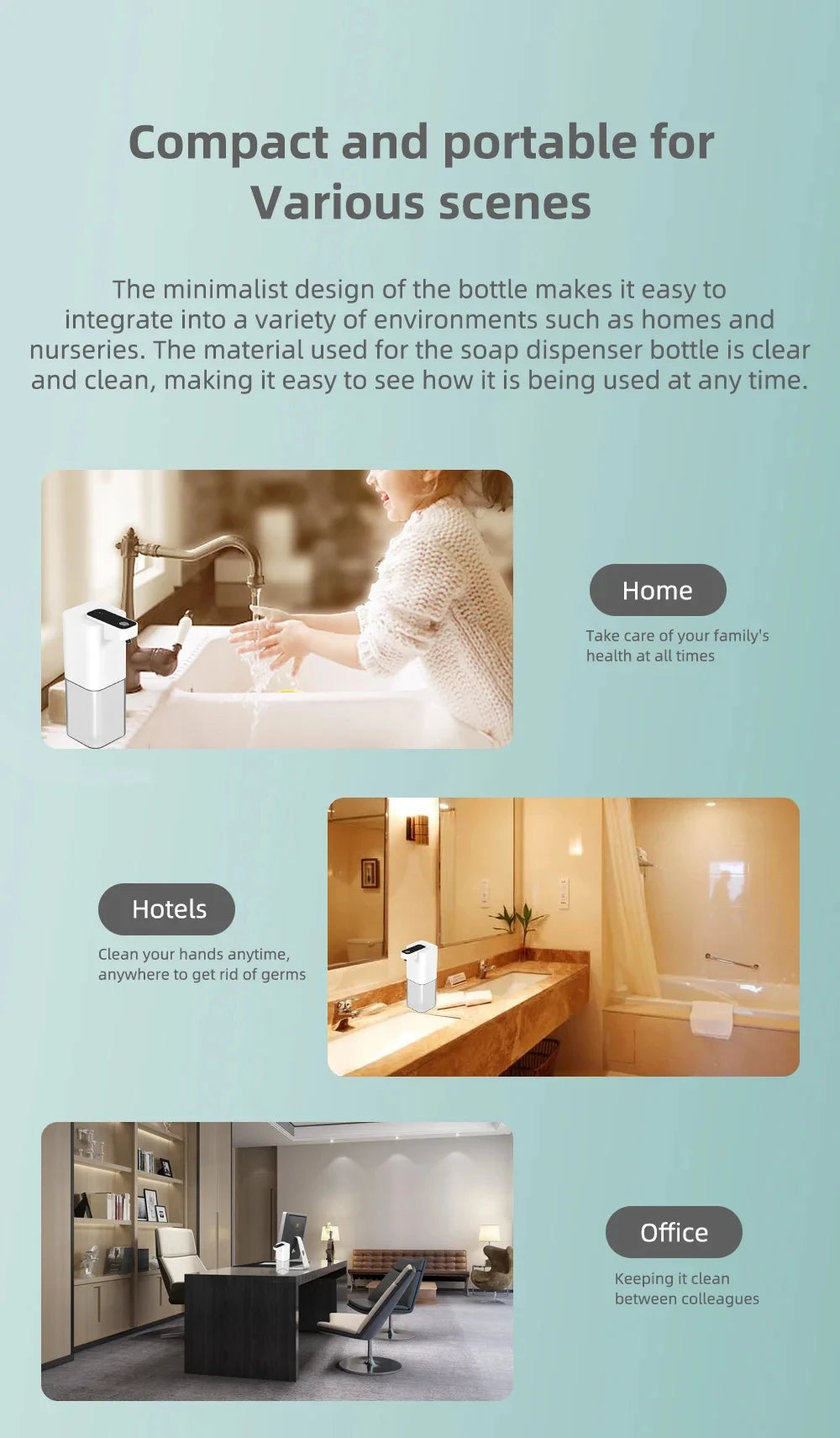 USB Rechargeable Infrared Automatic Foam Soap Dispenser Touchless Hand Sanitizer Dispenser for Bathroom Kitchen