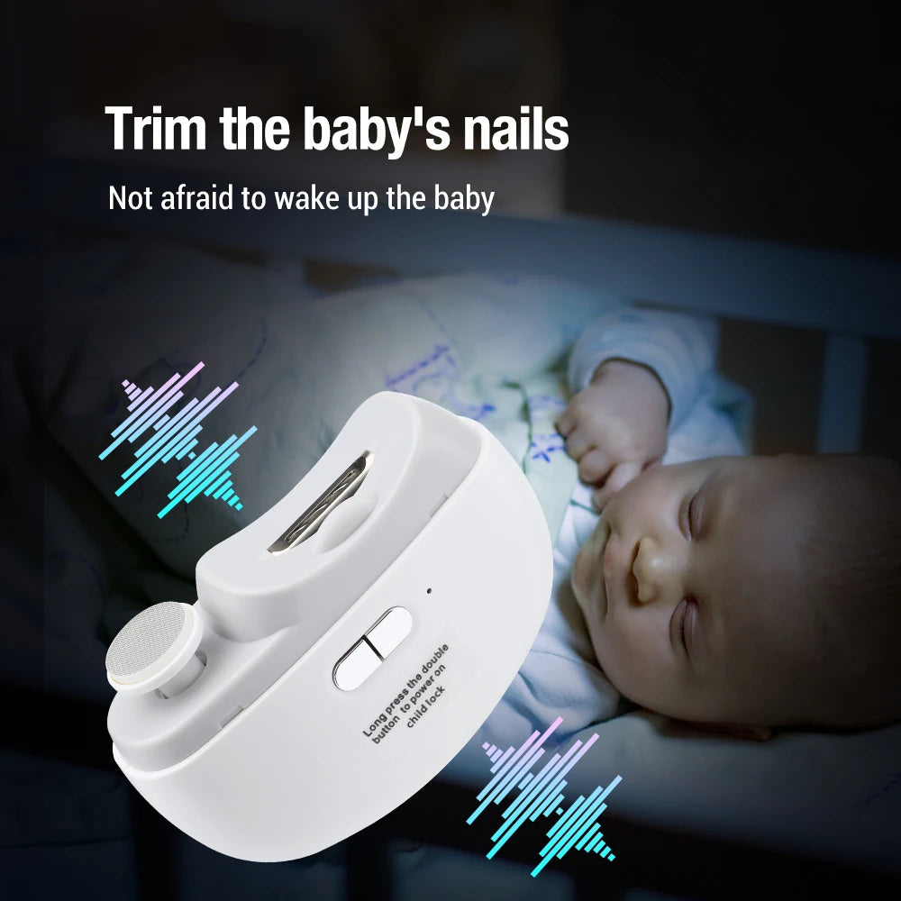 Electric Nail Clipper for Baby Adult 2 Speeds Rechargeable Nail Trimmer with Light 2 in1 Grinding and Polishing Manicure Tool