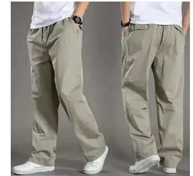 Cargo Pant Men Long Pants High Elastic Waist Simple Splice Straight Trousers Casual Loose Regular Solid Autumn Winter 2024