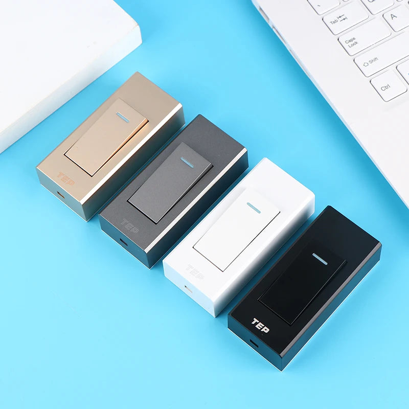 1 Gang 2 Way Surface Mount Switch Grey/White/Gold Panel Wall Light Switch Wire Hanging Installation Bedside On/Off Control Lamp