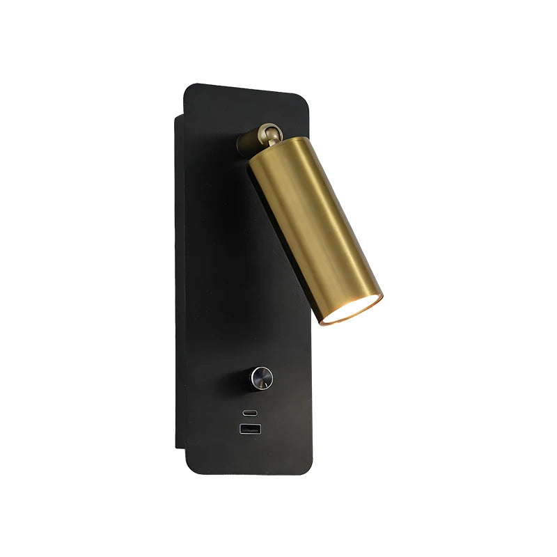 Wall Light 3000K Warm Light Knob Switch with USB Phone Charging, Bedroom Bedside Lamp, Wall Light Can Rotate 350°