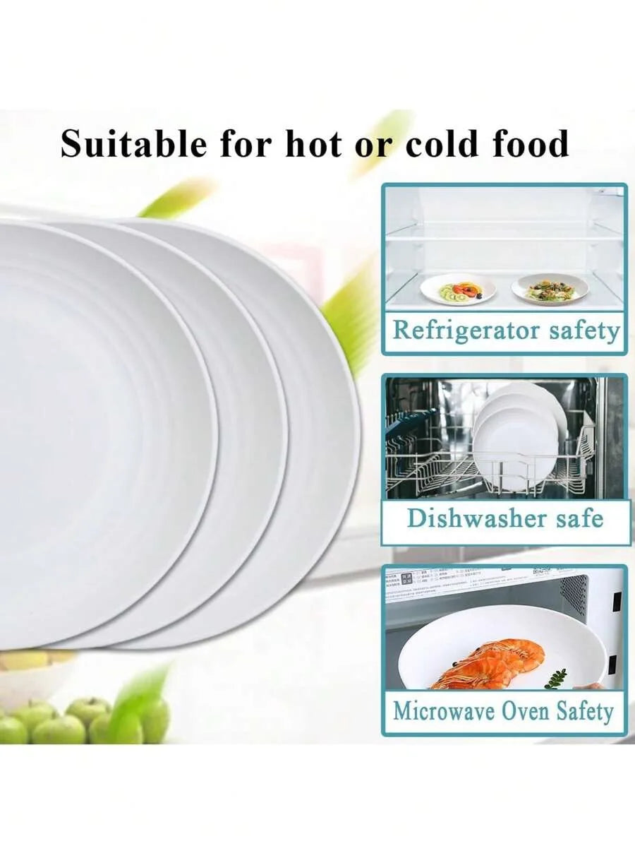 4/8/12pcs Reusable dessert plates, dishwasher and microwave safe, suitable for home kitchens, parties, picnics and camping
