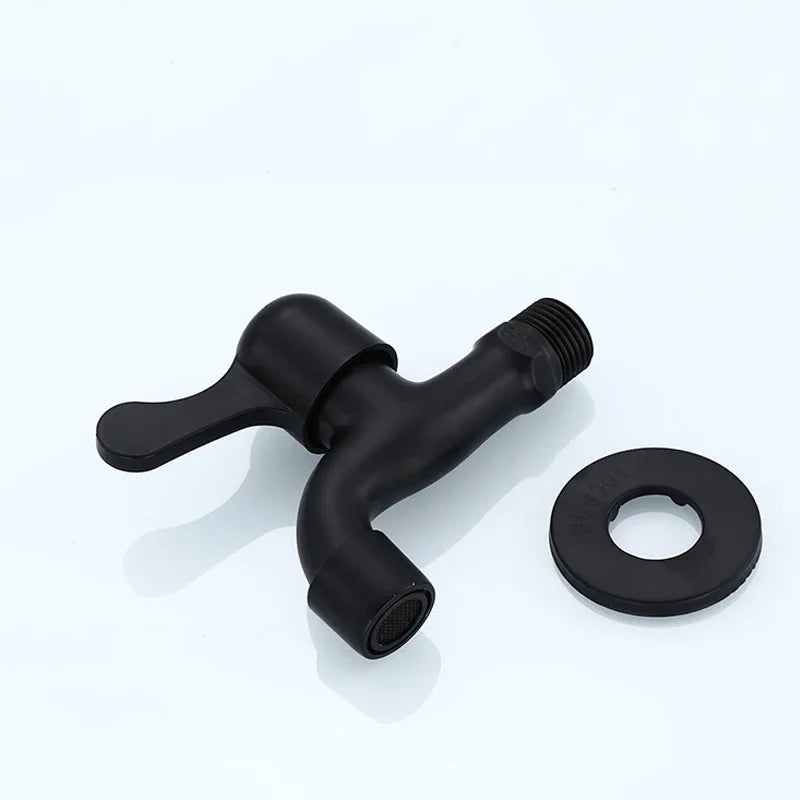 Faucets Black Brass Wall Mounted Bathroom Corner Washing Machine Cold Water Faucet Outdoor Garden Bibcock Toilet Mop Pool Taps