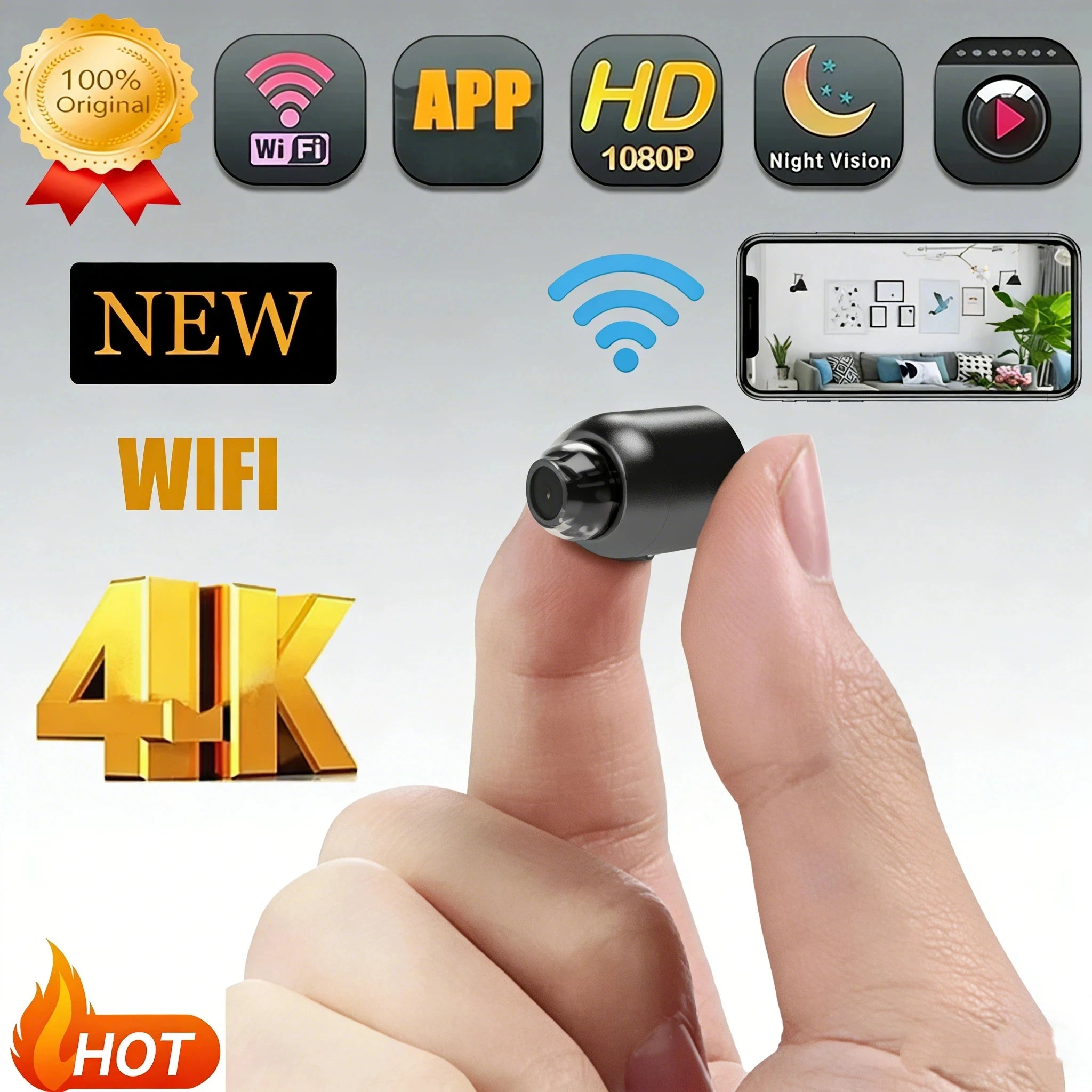 Wireless Camera 4K Surveillance Security Video Cam Night Vision Motion Detect Camcorder Mini Cam Monitor Smart Home 2026 New