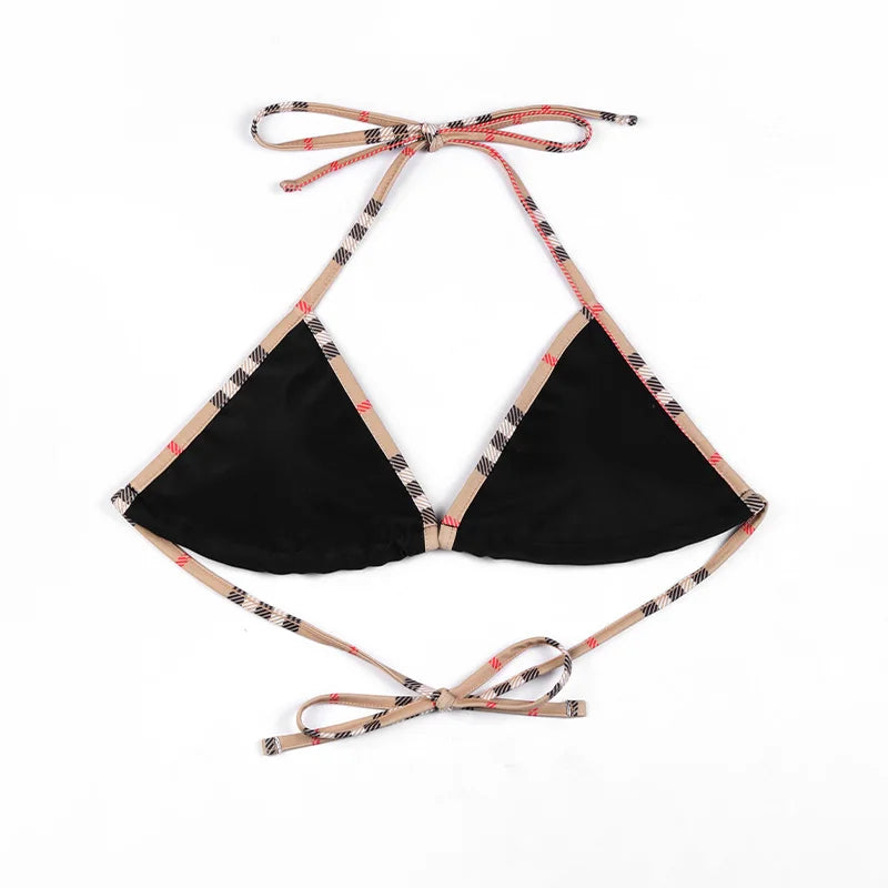 Check Bikini Sets Luxury Designer Brand Classic Print Swimsuit Two-piece Fashion Sexy Beach Swimwear 2024 Summer Women Clothing