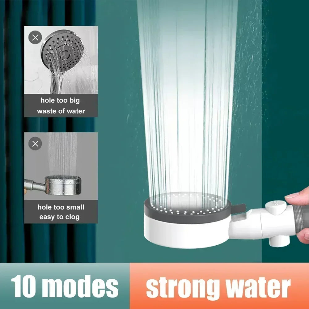 Bathing Showerhead Filtered Purify Water Filter One-Key on OFF Massage 10 Spray Modes High Pressure Shower Head Bath Accessory
