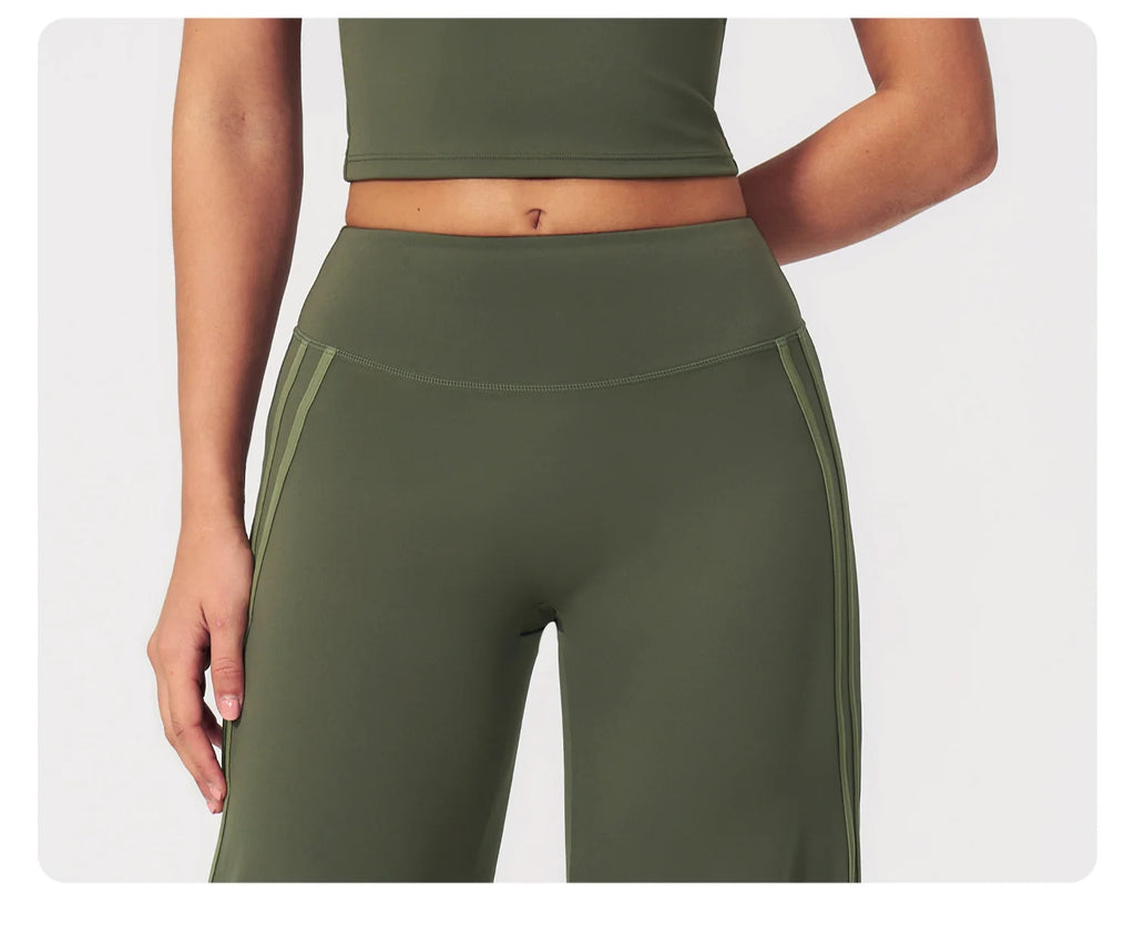 Yoga Pants High Waist Wide Leg Trousers Women Tummy Control Flared Pants Straight Workout Trousers Casual Fitness Bell-bottoms