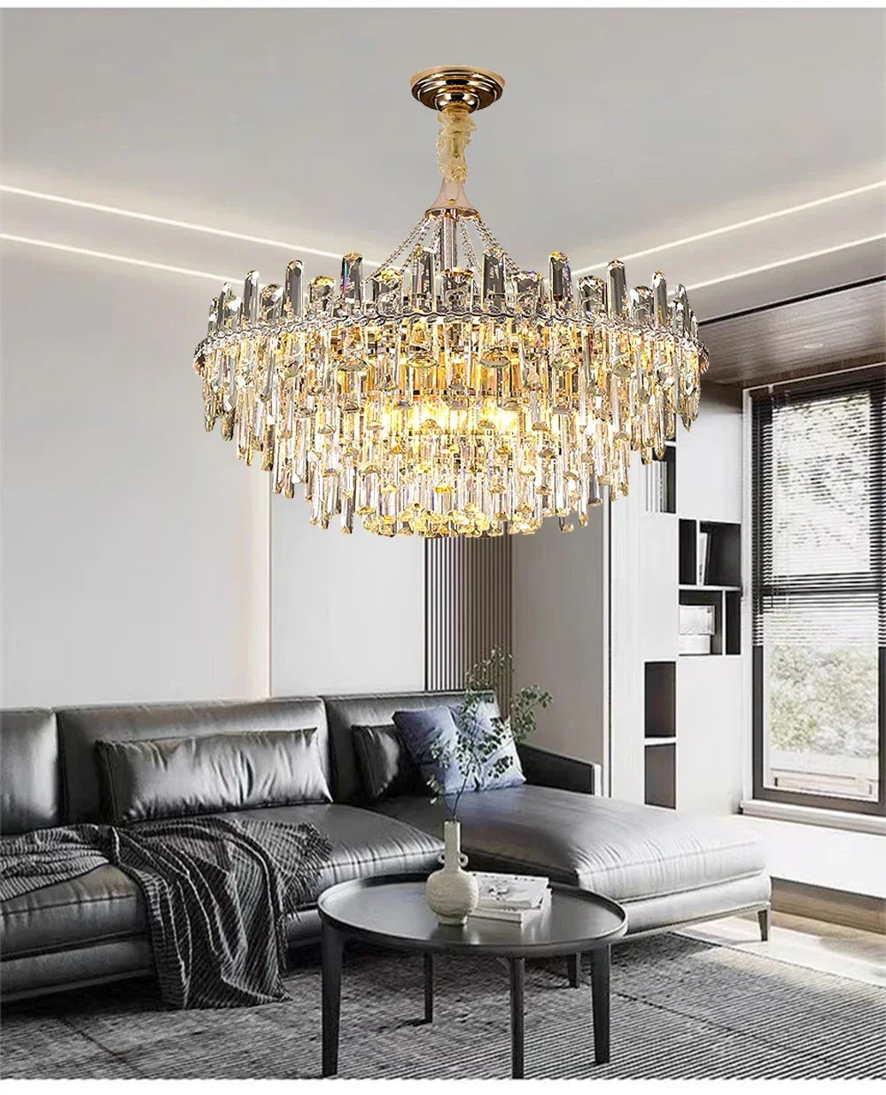 Modern Luxury Led Lights Clear Crystal Chandeliers for Living Room Villa Bedroom Dining Room Art Home Decoration Pendant Lamps