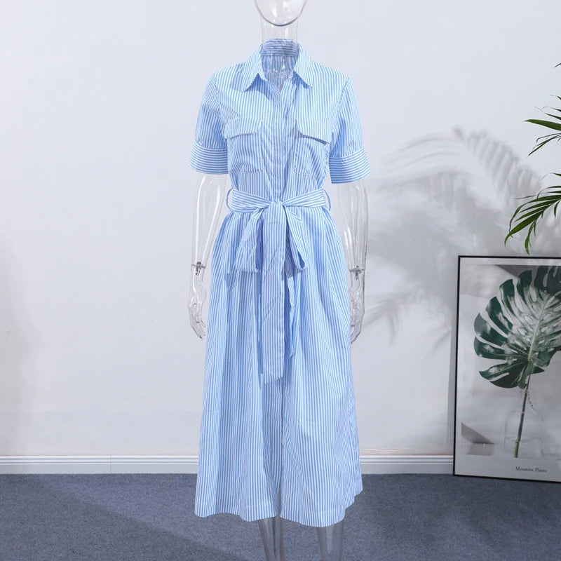 Elegant Belt Women Long Black Dress Full Sleeve Pleated Lapel Waist-Closed Female  A Line Dresses 2026 Spring Lady Robes New