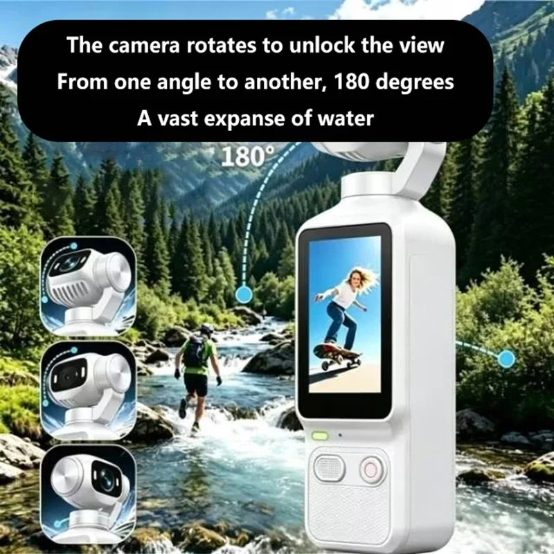 Lenovo HD 4K Action Camera 180° Rotatable Video Recording Entry Portable Action Camera For Vlog YouTube Tiktok Girls Record Life
