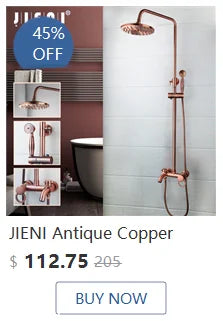 JIENI 8 Inch Brushed Gold Rainfall Shower Faucet Sets Wall Mounted Bathroom Round & Square Head 2 Handles Control Mixer Shower